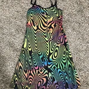 current mood sheer rainbow dress. festival wear